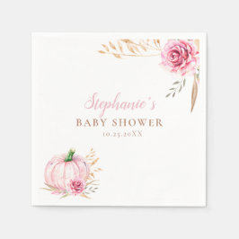 秋の素朴ボホパンプキンベビーガールシャワー スタンダードカクテルナプキン