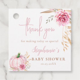 秋の素朴ボホパンプキンベビーガールシャワー フェイバータグ