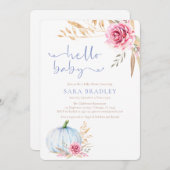 秋の素朴ボホパンプキン男の赤ちゃんシャワー 招待状 (正面/裏面)