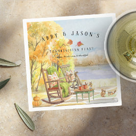 秋の素朴ポーチ |感謝祭 スタンダードカクテルナプキン