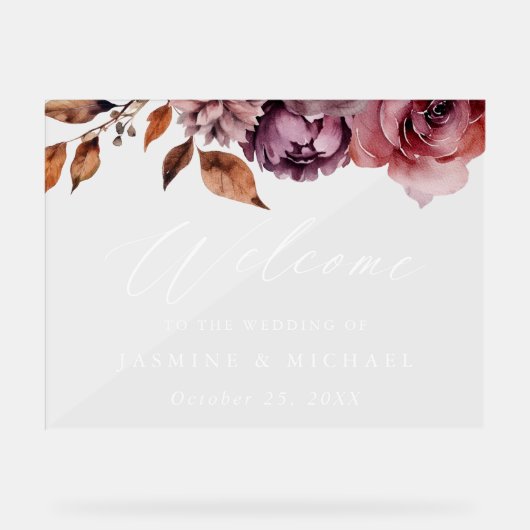 秋の素朴マルサラフローラ結婚の歓迎 アクリルサイン (正面)