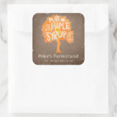秋の素朴メープルシロップボトルテンプレートラベル スクエアシール (バッグ)