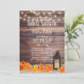 秋の素朴ランタンストリングライトブライダルシャワー 招待状 (スタンド正面)