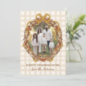 秋の素朴リースと弓4 Photo Thanksgiving シーズンカード (スタンド正面)