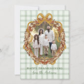 秋の素朴リースと弓4 Photo Thanksgiving シーズンカード (正面)