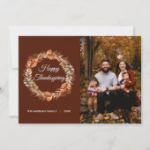 秋の素朴リース離れ感謝祭写真 シーズンカード (正面)