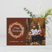 秋の素朴リース離れ感謝祭写真 シーズンカード (スタンド正面)