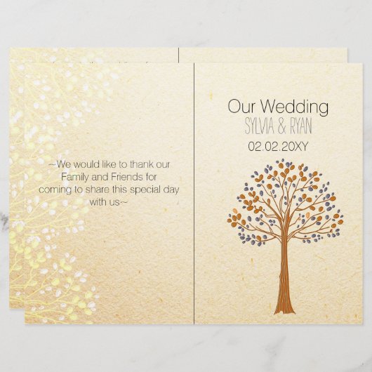 秋の素朴二結婚折結婚式 プログラム (正面/裏面)