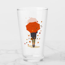 秋の素朴傘の女の子