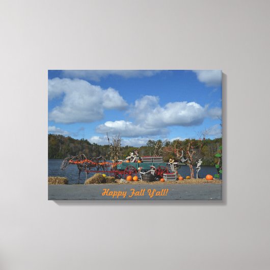 秋の素朴展示会 |ハッピー秋ヤル引用文 キャンバスプリント (正面)