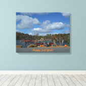 秋の素朴展示会 |ハッピー秋ヤル引用文 キャンバスプリント (インサイチュ (ウッドフロア))