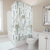 秋の素朴山小屋の森 シャワーカーテン (インサイチュ)