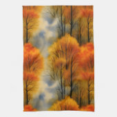秋の素朴森 – 秋の水彩 キッチンタオル (縦)