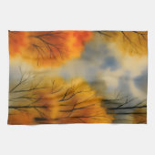 秋の素朴森 – 秋の水彩 キッチンタオル (横)