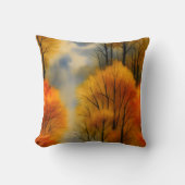 秋の素朴森 – 秋の水彩 クッション (正面)