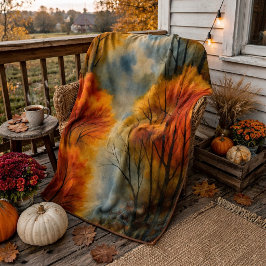 秋の素朴森 – 秋の水彩 シェルパブランケット