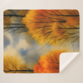 秋の素朴森 – 秋の水彩 シェルパブランケット (正面(横))