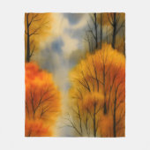 秋の素朴森 – 秋の水彩 フリースブランケット (正面)