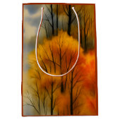 秋の素朴森 – 秋の水彩 ミディアムペーパーバッグ (正面)