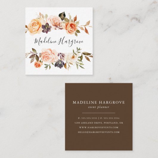 秋の素朴水彩フローラ スクエア名刺 (正面/裏面)