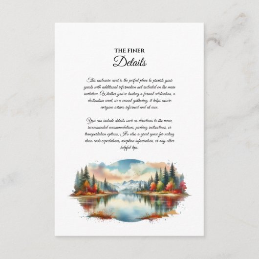 秋の素朴湖畔のフォレ結婚スト エンクロージャーカード (正面)