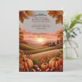 秋の素朴田舎結婚式招待状 招待状 (スタンド正面)