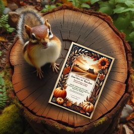 秋の素朴田舎結婚式招待状 招待状