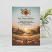 秋の素朴田舎結婚式招待状 招待状 (スタンド正面)