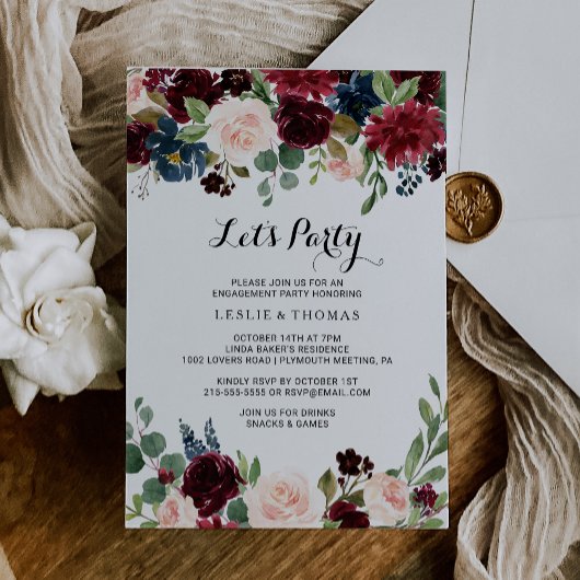 秋の素朴眩しいブルゴーニュレッツパーティー 招待状