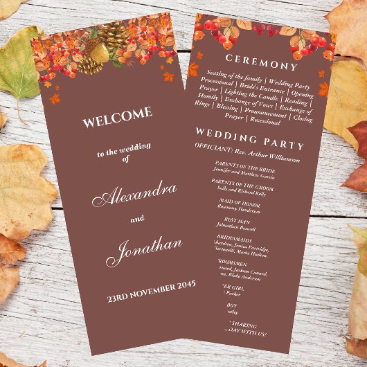 秋の素朴秋の結婚式計画 プログラム