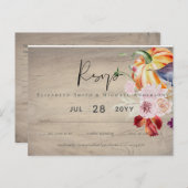 秋の素朴秋カボチャのイチジクの花結婚の数 ポストカード (正面/裏面)