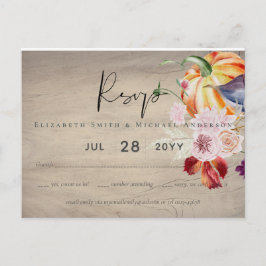 秋の素朴秋カボチャのイチジクの花結婚の数 ポストカード