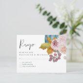 秋の素朴秋カボチャのイチジクの花結婚の数 ポストカード (スタンド正面)