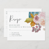 秋の素朴秋カボチャのイチジクの花結婚の数 ポストカード (正面/裏面)