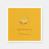 秋の素朴秋カボチャ色感謝祭 スタンダードカクテルナプキン (正面)