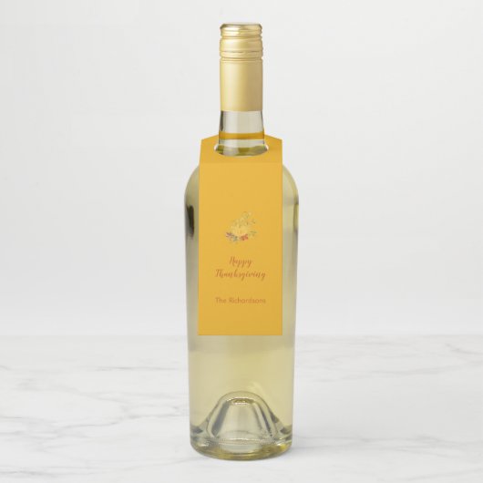 秋の素朴秋カボチャ色感謝祭 ボトルネックタグ (ボトル)