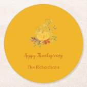 秋の素朴秋カボチャ色感謝祭 ラウンドペーパーコースター (正面)