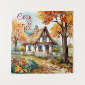 秋の素朴秋コテージ離れ タペストリー (正面)