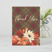 秋の素朴秋パンプキンプレイドサンキューカード 招待状 (スタンド正面)