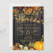 秋の素朴秋フローラシック100素晴らしい年 招待状 (正面)