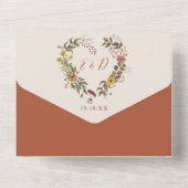 秋の素朴秋フローラハートQRコード結婚 オールインワン招待状 (裏面)