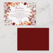 秋の素朴秋フローラ結婚の皆様 プレイスカード (正面/裏面)