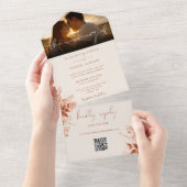 秋の素朴秋フローラQRコード結婚の写真 オールインワン招待状 (貼ってはがせる)