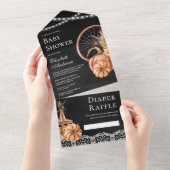 秋の素朴秋ボホパンプキンブラックベビーシャワー オールインワン招待状 (貼ってはがせる)