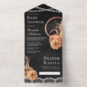 秋の素朴秋ボホパンプキンブラックベビーシャワー オールインワン招待状 (内側)