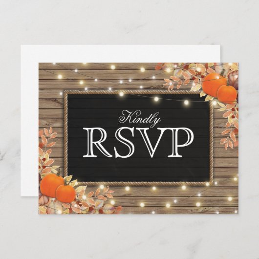 秋の素朴秋反応 |パンプキンウェディングRSVP インビテーションポストカード (正面/裏面)