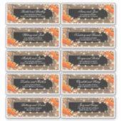 秋の素朴秋名と住所結婚のラベル シール (正面)