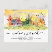 秋の素朴秋森の森の引っ越しました移動 案内ポストカード (正面)