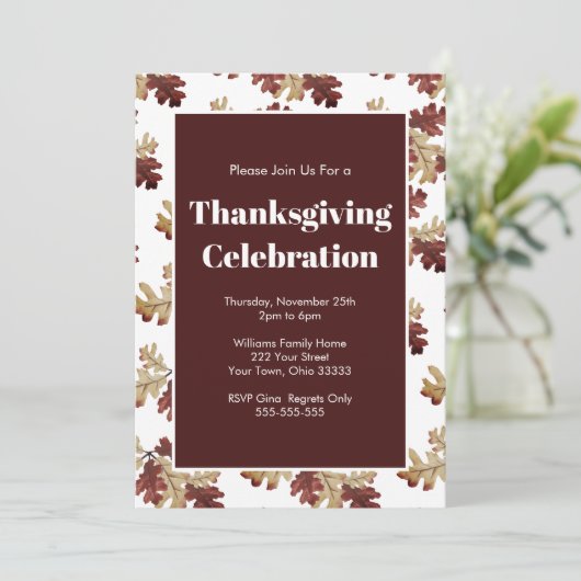 秋の素朴秋紅葉サンクスギビング 招待状 (スタンド正面)