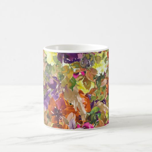 秋の素朴秋花柄 コーヒーマグカップ (中央)